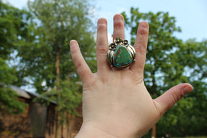 Rings- Turquoise + Pyrite with Flowers