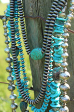 Load image into Gallery viewer, Necklace- Long Turq + Navajo Pearl Rounded
