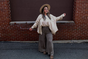 Easel- Mocha Tiered Wide Leg Pants