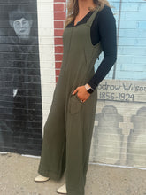 Load image into Gallery viewer, Zenana- Olive Knit Wide Leg Jumpie
