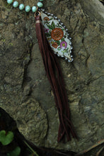 Load image into Gallery viewer, Necklace- Vintage Tin Pendant Genuine Leather
