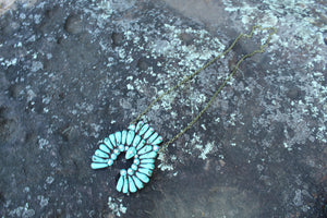 NECKLACE- Jeweled Clay Turquoise Squash Blossom