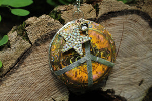 Necklace- Vintage Coffee Lid Tin Peace Sign