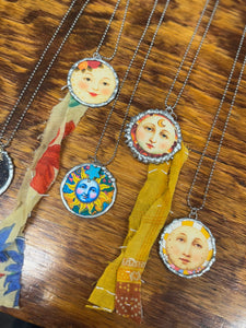 Necklace- Double Sided Moon Faces