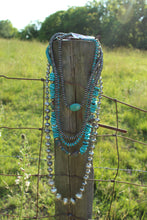 Load image into Gallery viewer, Necklace- Long Turq + Navajo Pearl Rounded
