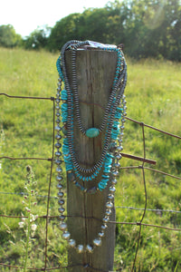 Necklace- Long Turq + Navajo Pearl Rounded