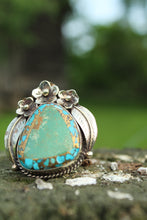 Load image into Gallery viewer, Rings- Turquoise + Pyrite with Flowers
