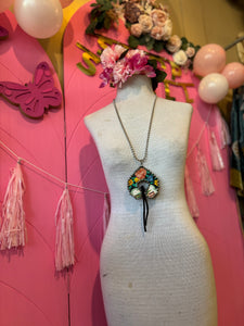 Necklace- Vintage Tin Naja Leather Tassle Necklace