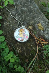Necklace- Vintage Owl Soldered Tin