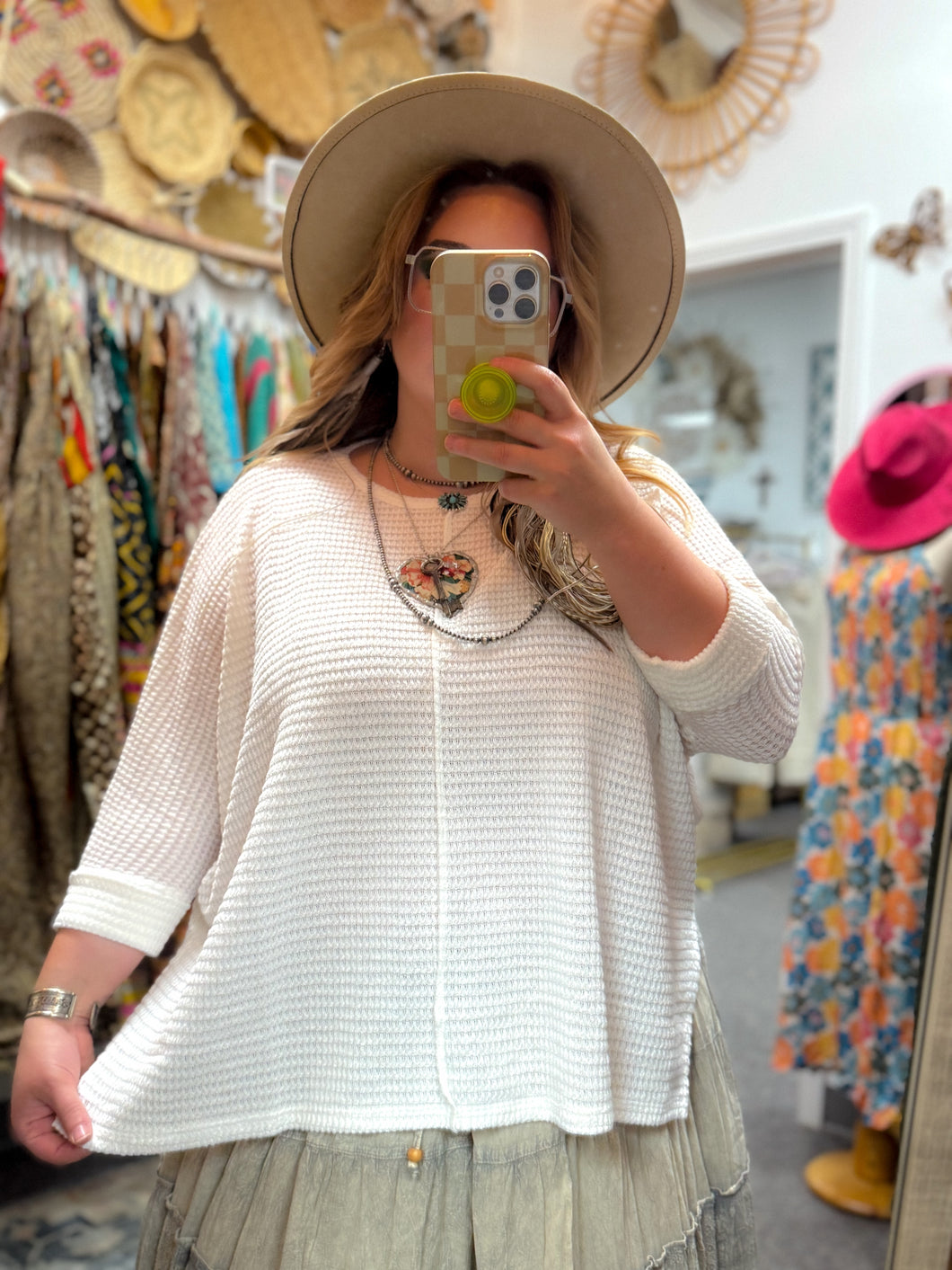 Zenana- White Batwing Ribbed Sweater