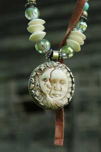 ARB- Moon/Sun Bone Carved Necklace