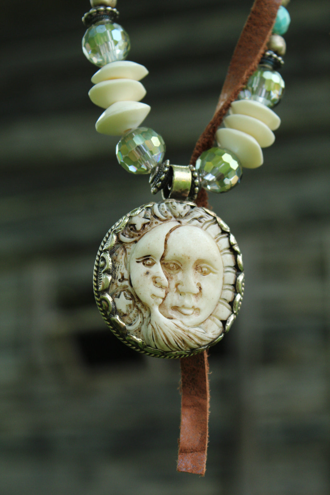 ARB- Moon/Sun Bone Carved Necklace