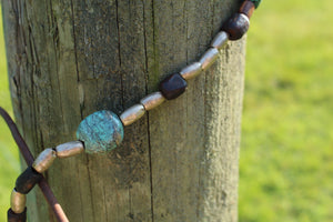 Necklace- Vintage Tumbled Mexican Tile Flower