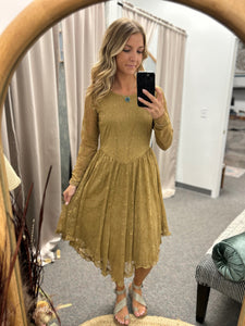 Easel- Camel Lace Midi Dress