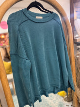 Load image into Gallery viewer, Zenana- Curvy Teal Ribbed Boat Neck Sweater
