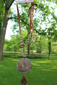 ARB- Huge Bird Pendant Cheetah Tassel Necklace