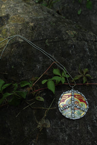 Necklace- Soldered Vintage Tin Peace Sign