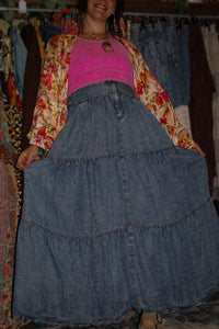 Bluevelvet- Denim Chambray Button Maxi Skirt