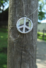 Load image into Gallery viewer, Necklace- Double Sided Kantha Peace Sign
