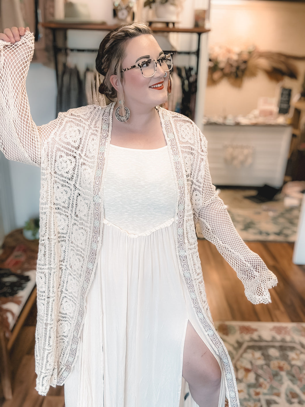 POL-Cream Lace Duster