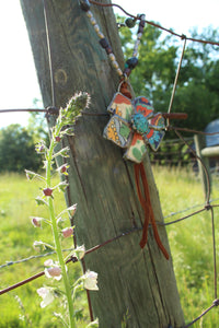 Necklace- Vintage Tumbled Mexican Tile Flower