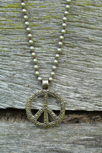 Necklace- Peace Sign Etched pendant only
