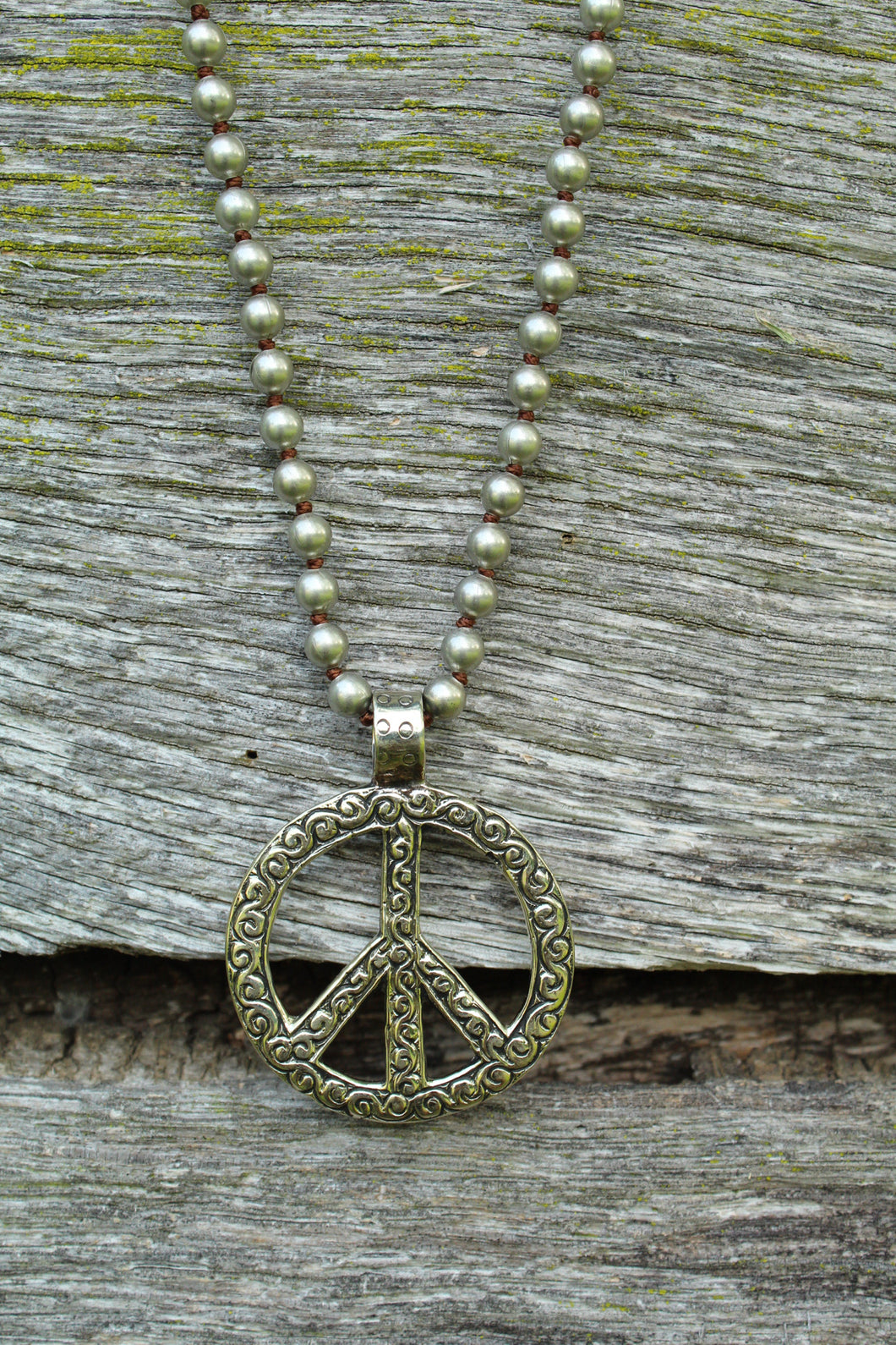 Necklace- Peace Sign Etched pendant only
