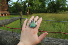 Load image into Gallery viewer, Rings- Turquoise + Pyrite with Flowers
