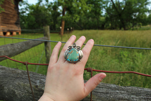 Rings- Turquoise + Pyrite with Flowers