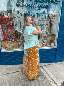 POL- Mint Ruffle Blouse