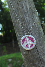 Load image into Gallery viewer, Necklace- Double Sided Kantha Peace Sign
