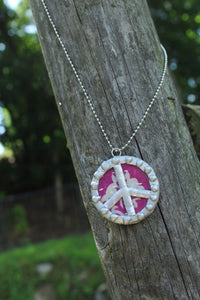 Necklace- Double Sided Kantha Peace Sign