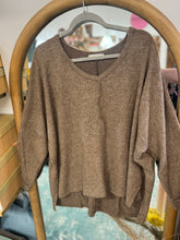 Load image into Gallery viewer, Zenana- Mocha Brushed Hacci Center Seam Sweater
