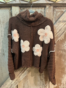 POL- Chocolate Floral Chenille Sweater