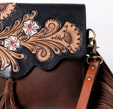 Load image into Gallery viewer, American Darling- Black Floral Tooled Crossbody
