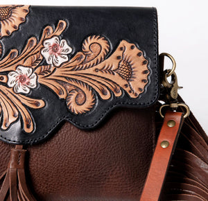 American Darling- Black Floral Tooled Crossbody