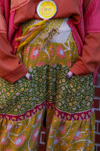 Kantha Bae- Lotus Pants Chartreuse Pink