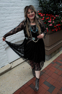Easel- Black Lace Midi Dress