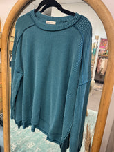 Load image into Gallery viewer, Zenana- Curvy Teal Ribbed Boat Neck Sweater
