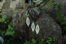 Load image into Gallery viewer, Necklace- Vintage Tin Pendant Genuine Leather
