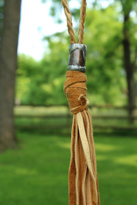 ABA- Camel Leather Braided Tassel Necklace