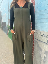 Load image into Gallery viewer, Zenana- Olive Knit Wide Leg Jumpie
