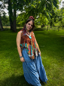 Bluevelvet- Denim Chambray Button Maxi Skirt