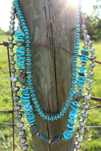 Load image into Gallery viewer, Necklace- Chunky Turq • Genuine Leather Necklace
