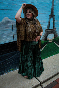Bottoms- Green Velvet Wide Leg Pants