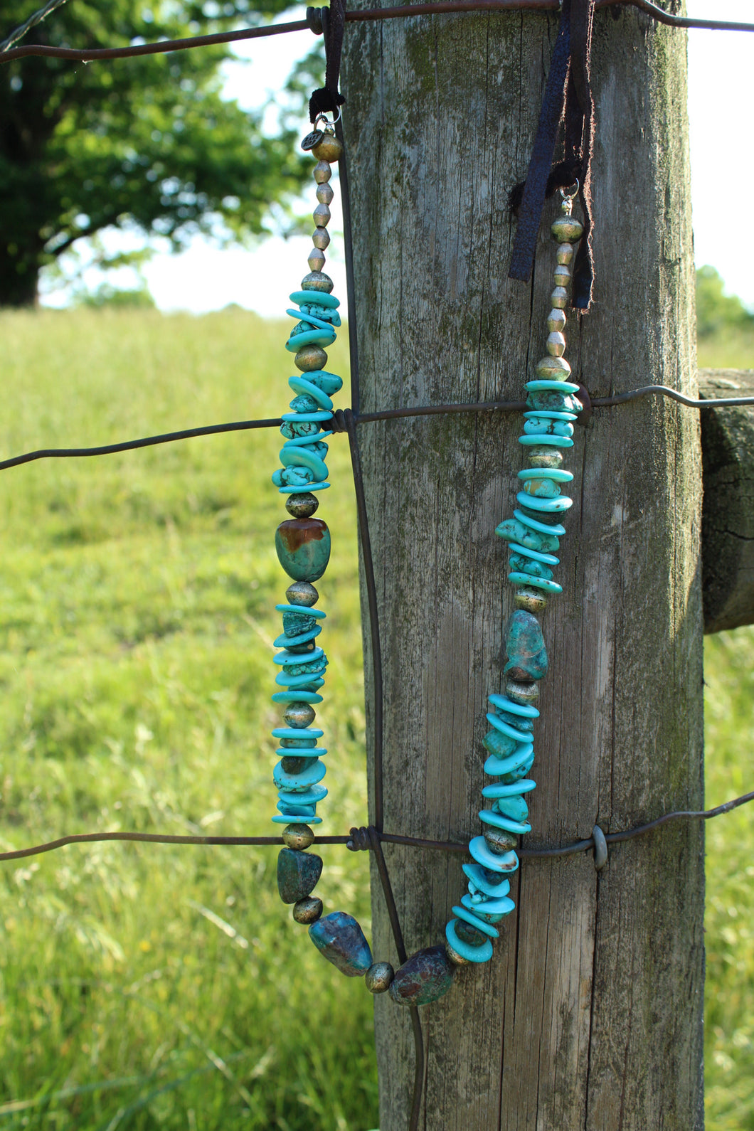 Necklace- Chunky Turq • Genuine Leather Necklace