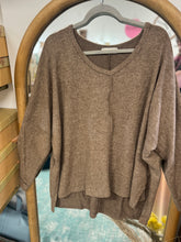 Load image into Gallery viewer, Zenana- Mocha Brushed Hacci Center Seam Sweater
