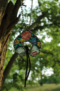 Necklace- Vintage Tin Naja Leather Tassle Necklace