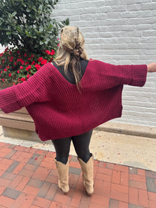 Zenana- Cabernet Knit 3/4 Sleeve Cardi
