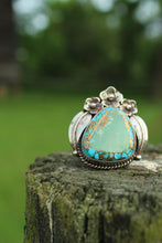 Load image into Gallery viewer, Rings- Turquoise + Pyrite with Flowers
